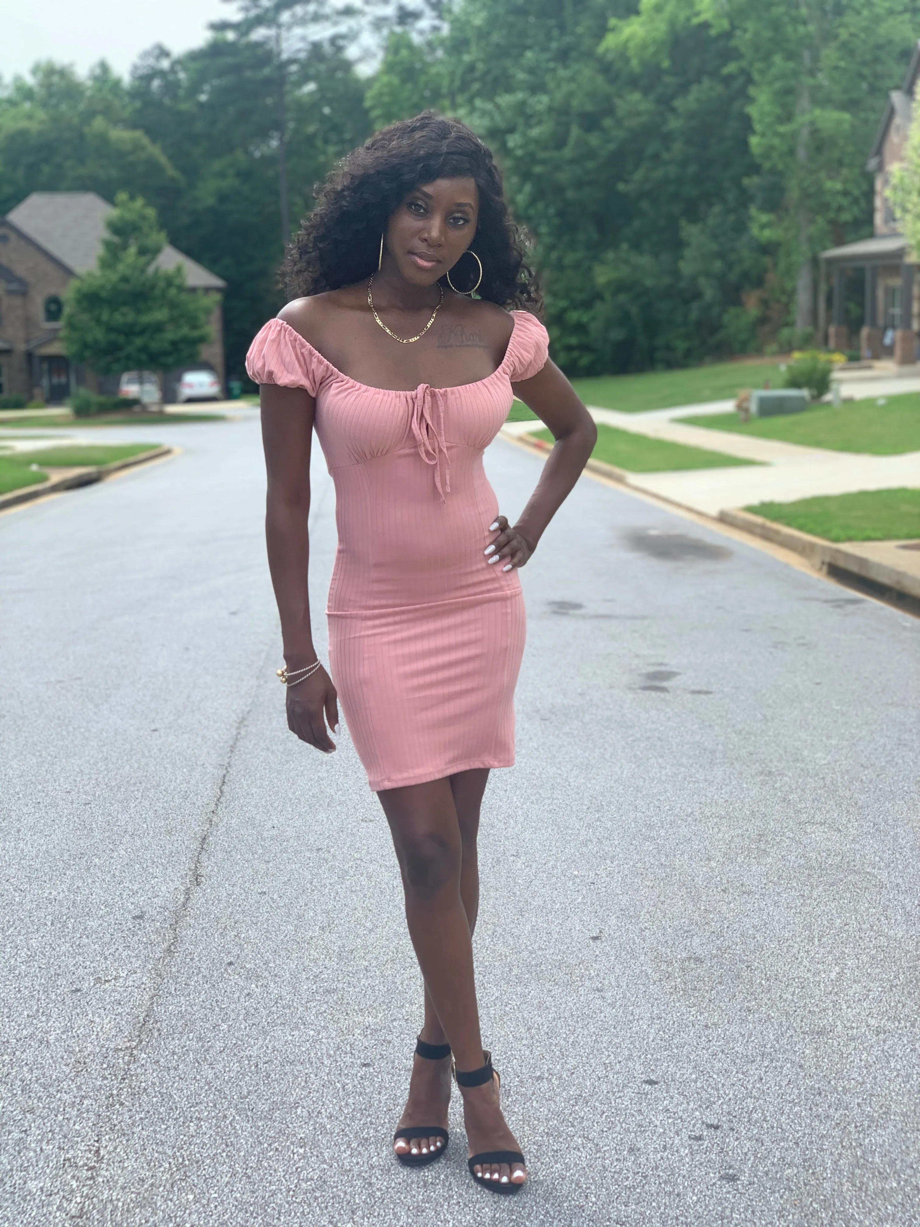 Leah Off-Shoulder Dress | Mauve - FINAL SALE