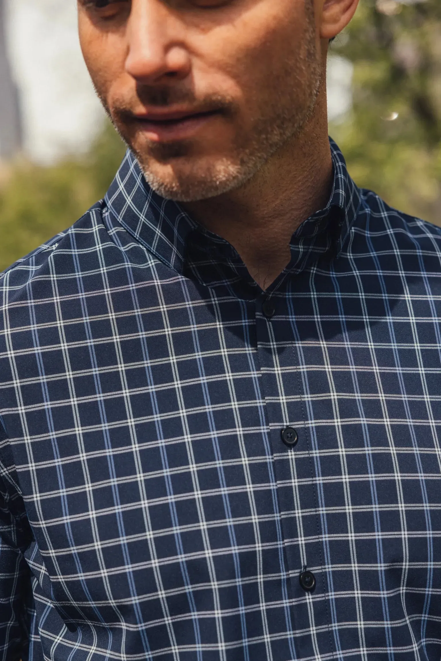 Leeward Dress Shirt in Navy Stewart Plaid by Mizzen Main