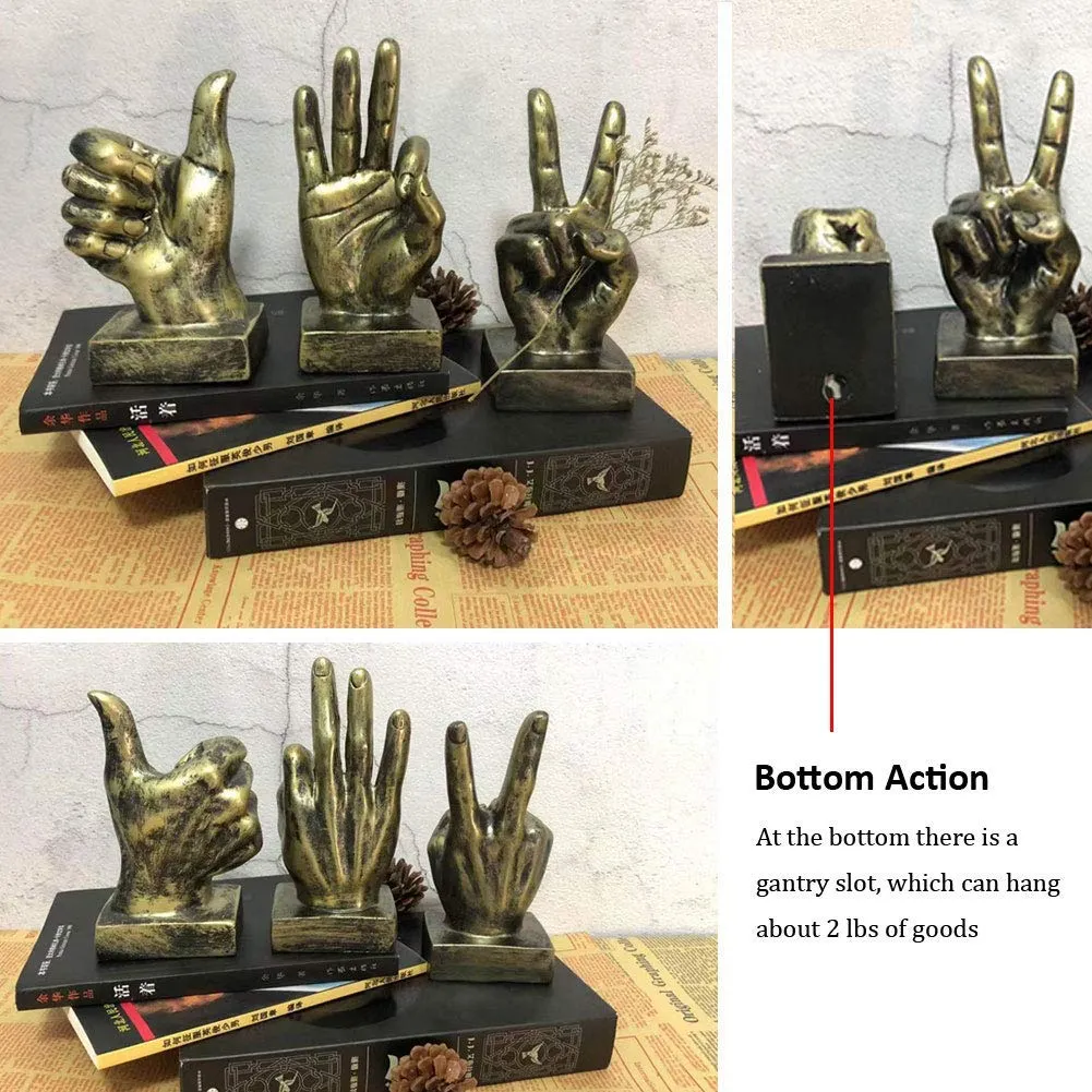 Lependor Golden Polyresin Hand Gesture Desk Statues Finger Sculpture Decor - Golden Thumbs up Sculpture