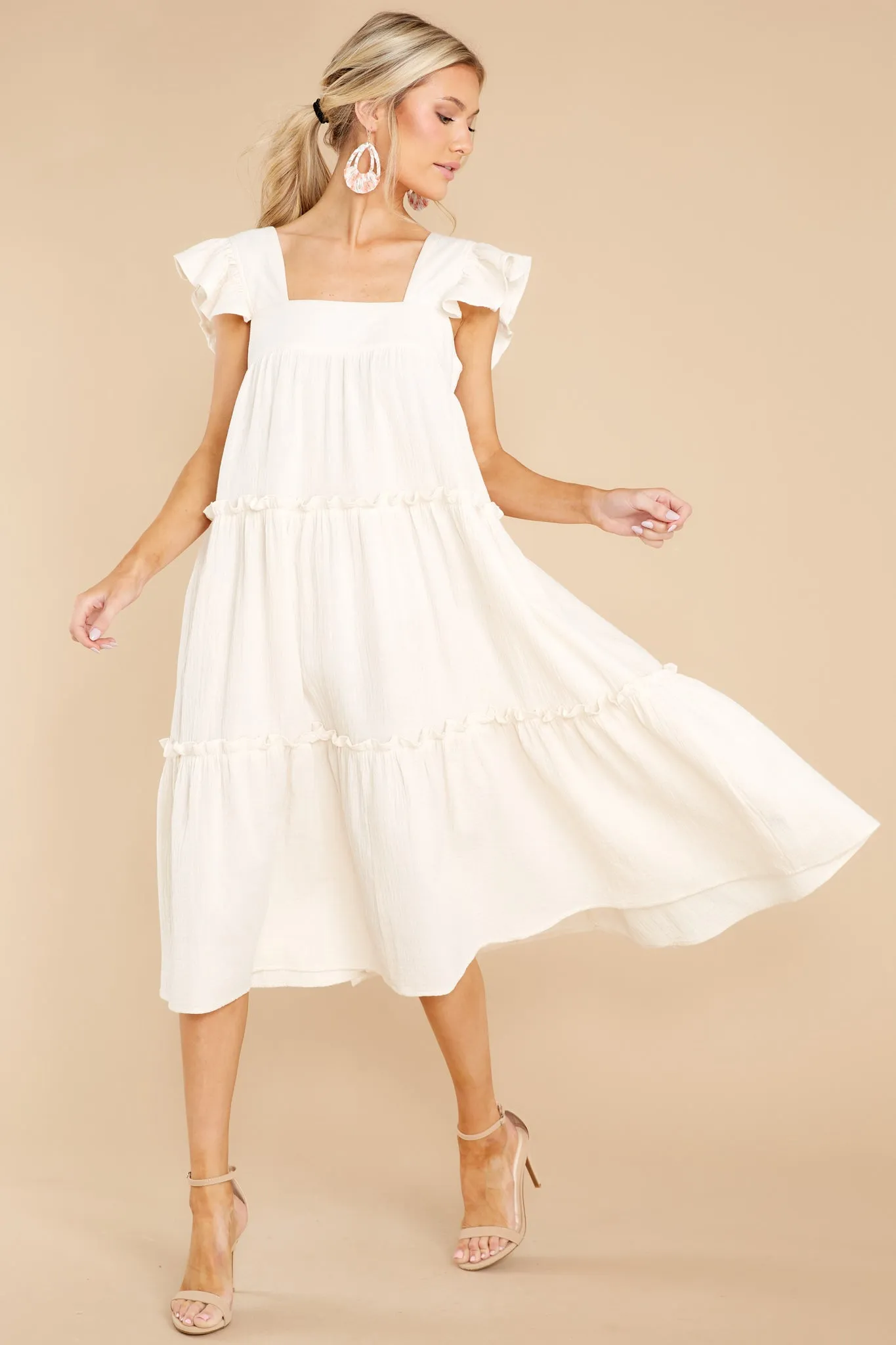 Let The Sun Beam Ivory Midi Dress