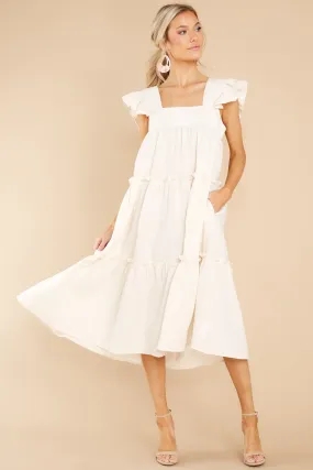 Let The Sun Beam Ivory Midi Dress