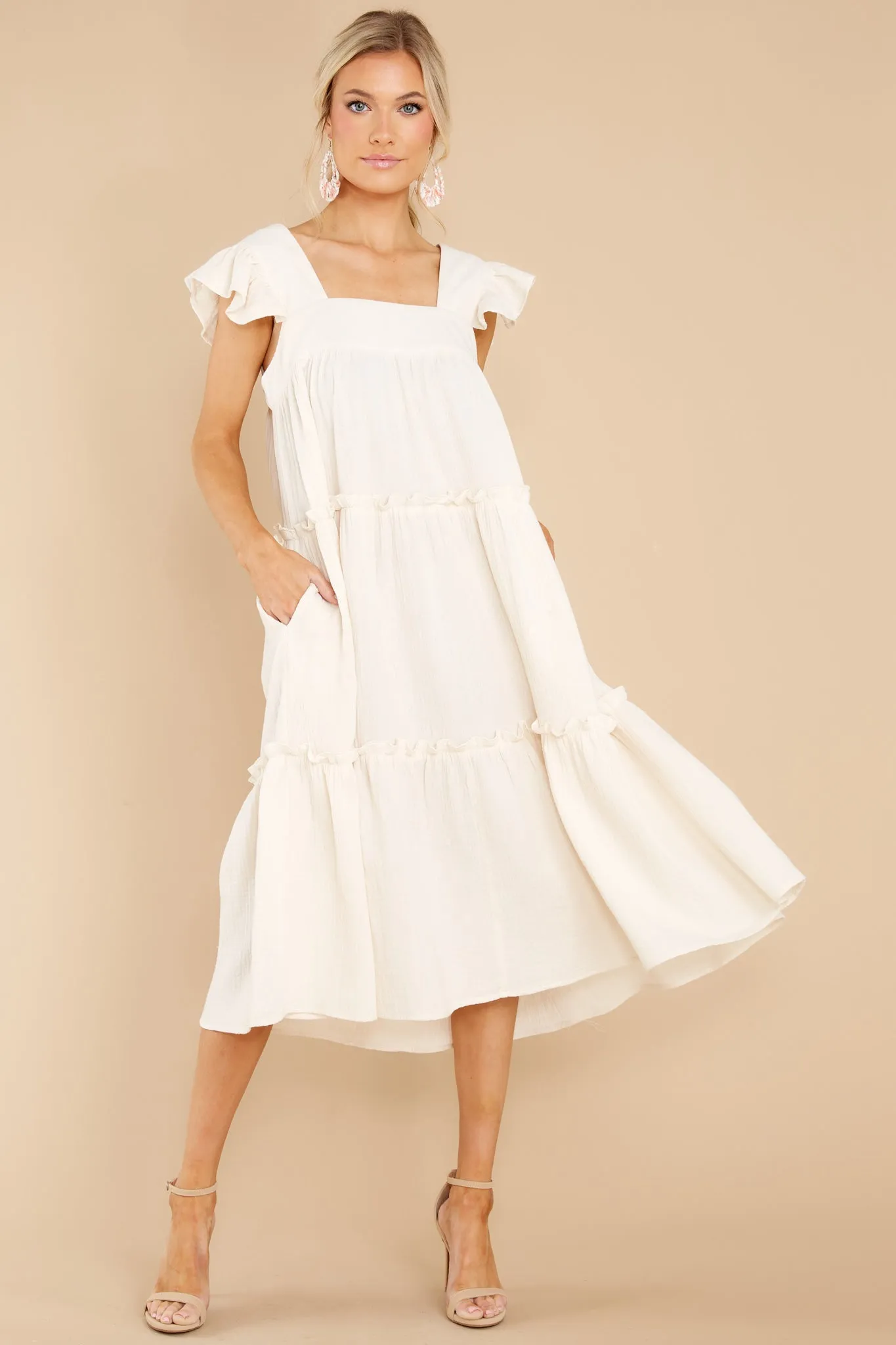 Let The Sun Beam Ivory Midi Dress