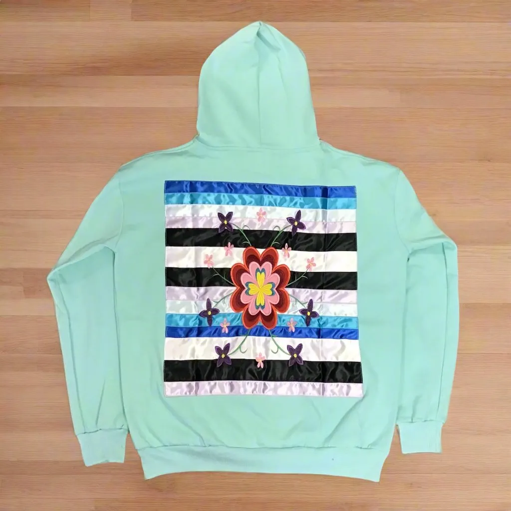 Light Green Native Style Embroidered Hoodies