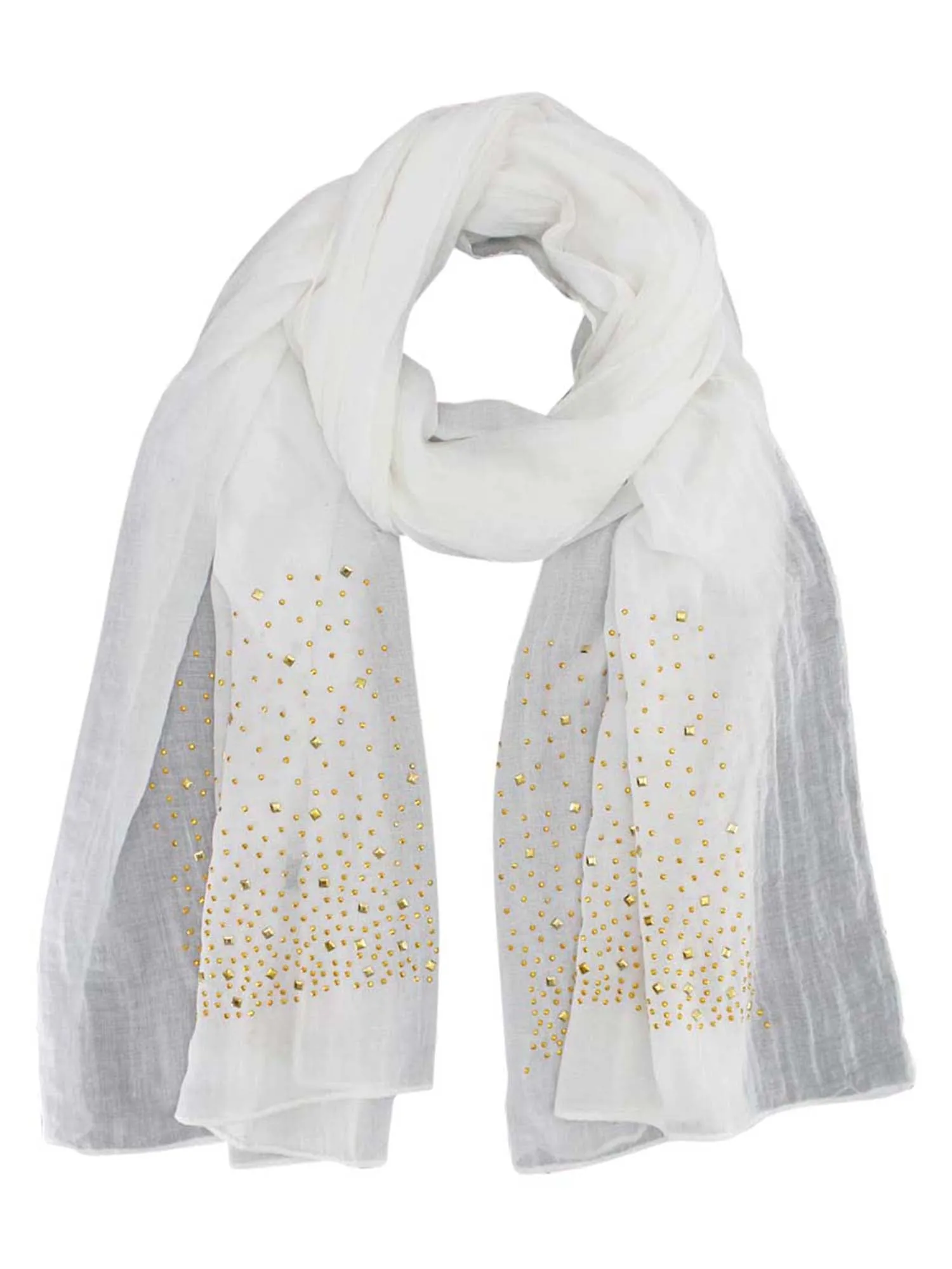 Light Long Scarf With Golden Studs