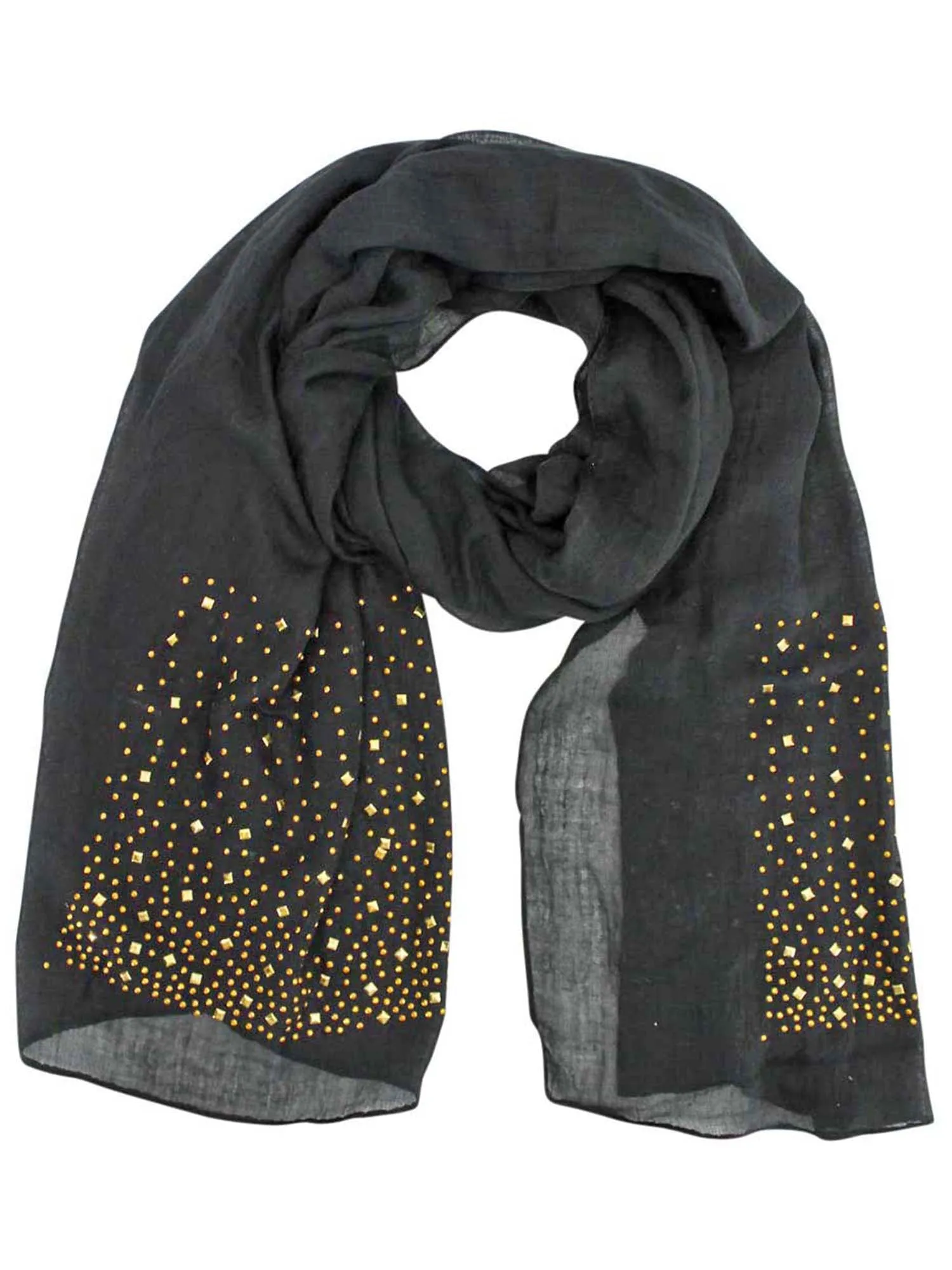 Light Long Scarf With Golden Studs