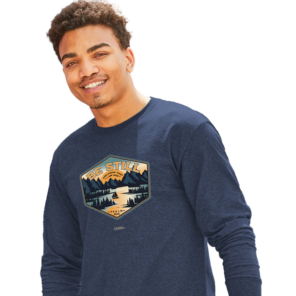 Light Source Mens Long Sleeve T-Shirt Be Still