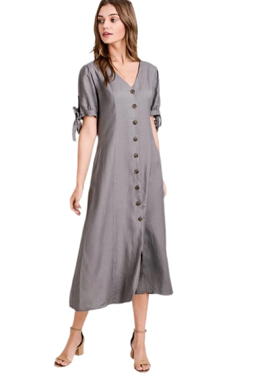 Linen Dress in Olive or Grey 3004