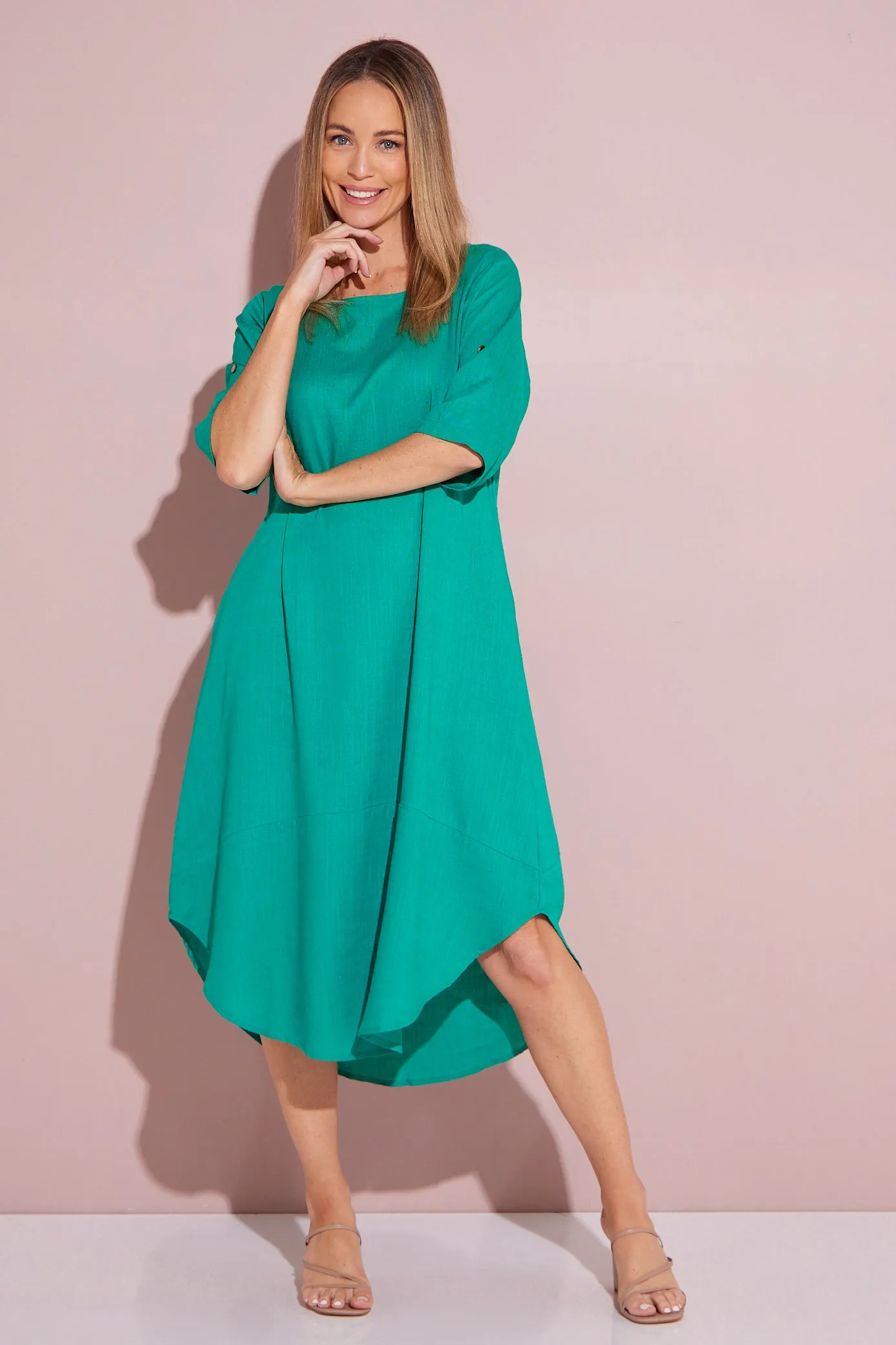 Liorra Linen Dress - Jade Green