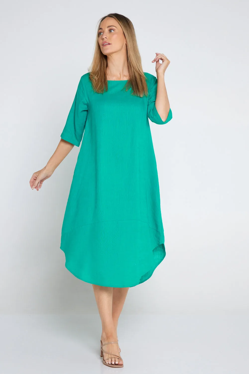 Liorra Linen Dress - Jade Green