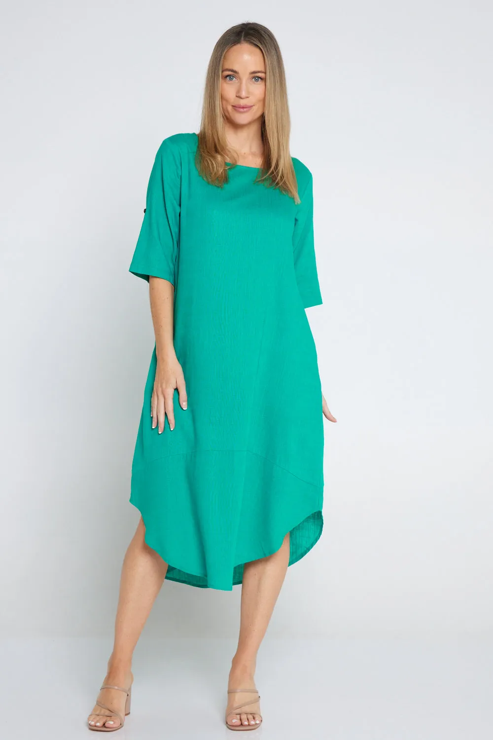 Liorra Linen Dress - Jade Green