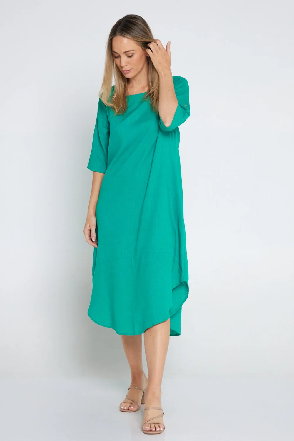 Liorra Linen Dress - Jade Green