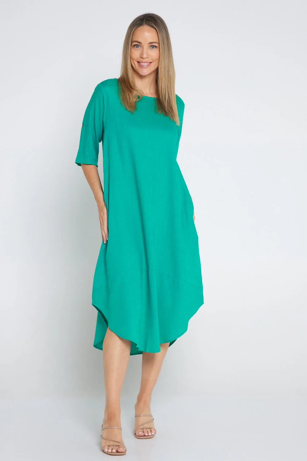 Liorra Linen Dress - Jade Green