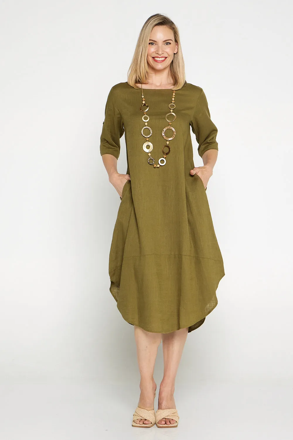 Liorra Linen Dress - Khaki