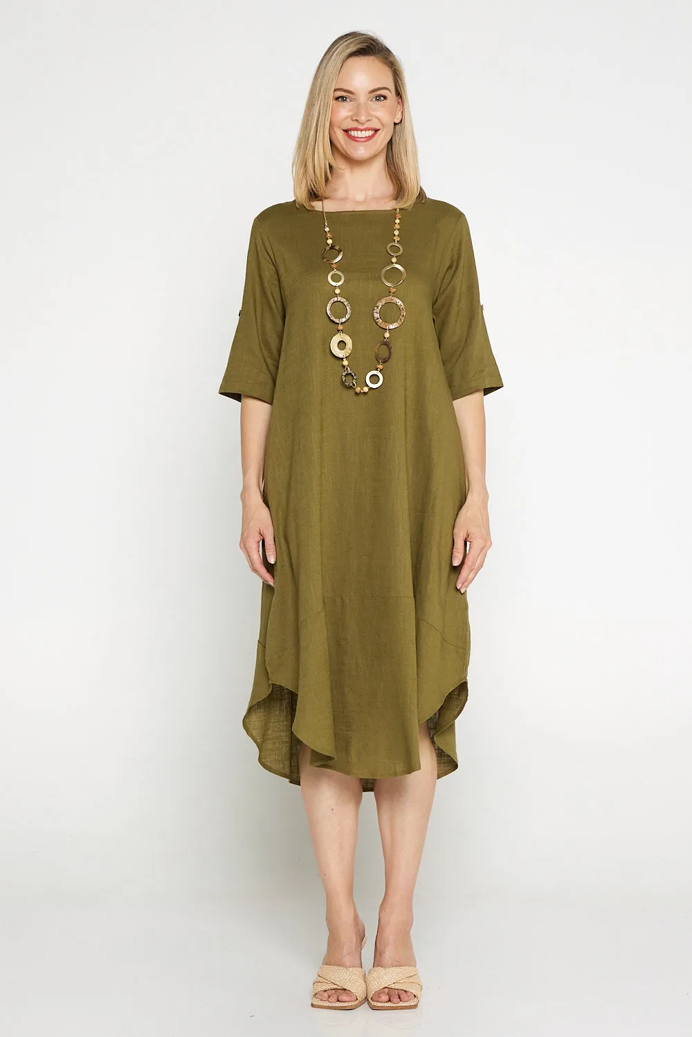 Liorra Linen Dress - Khaki