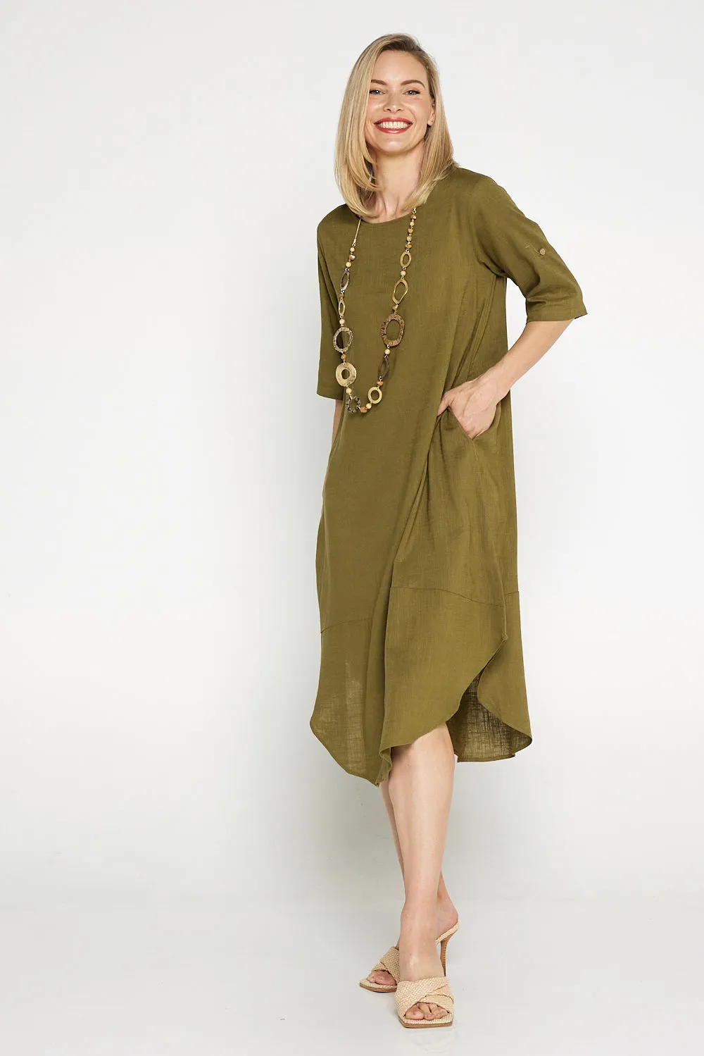 Liorra Linen Dress - Khaki