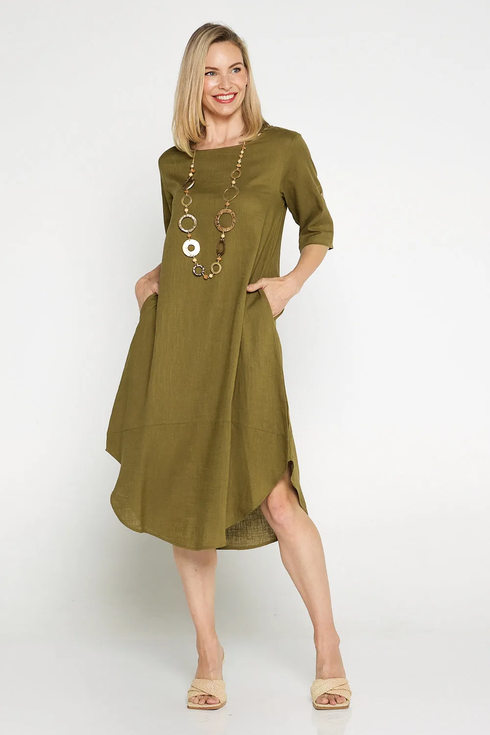 Liorra Linen Dress - Khaki