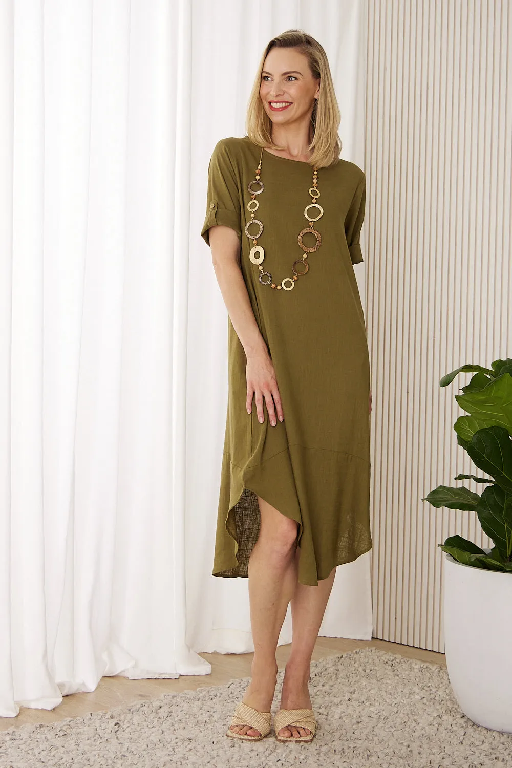 Liorra Linen Dress - Khaki