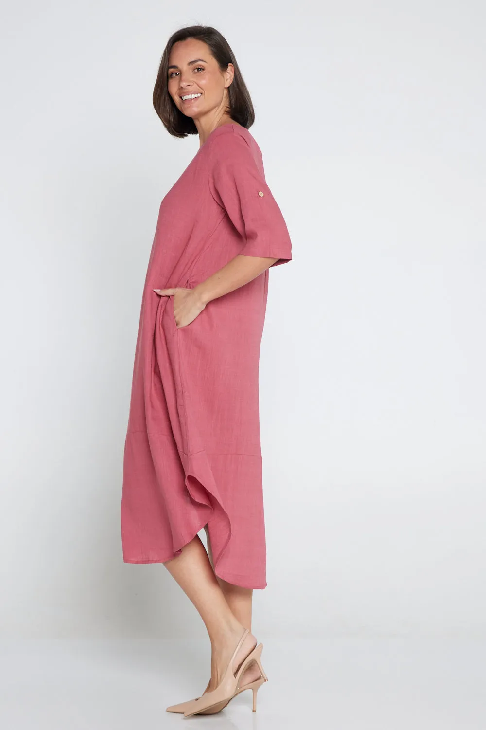 Liorra Linen Dress - Rose