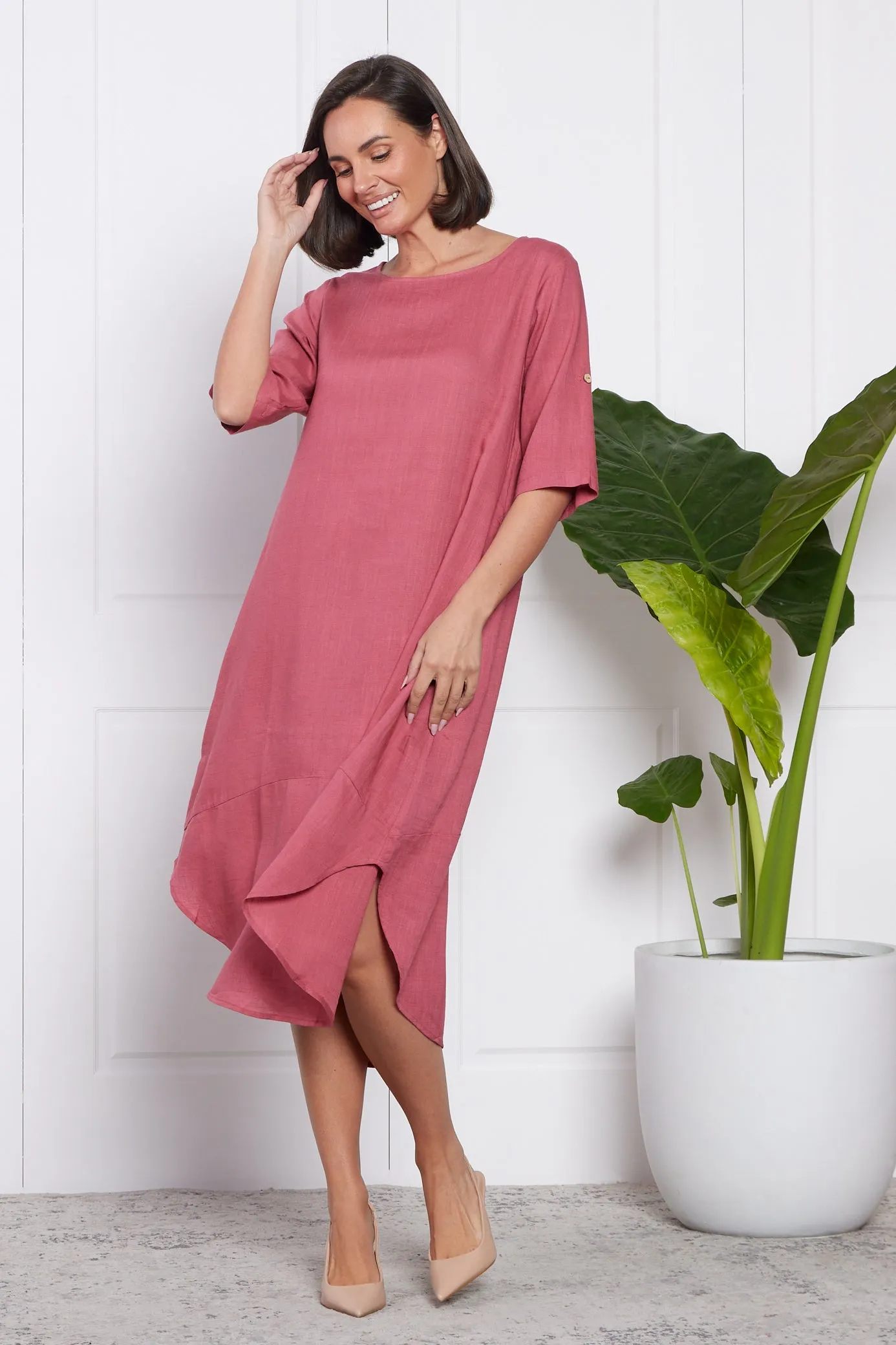 Liorra Linen Dress - Rose