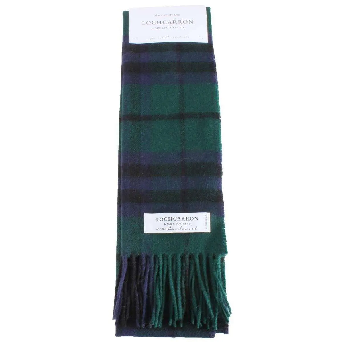 Locharron of Scotland Bowhill Marshall Modern Lambswool Scarf - Green/Navy