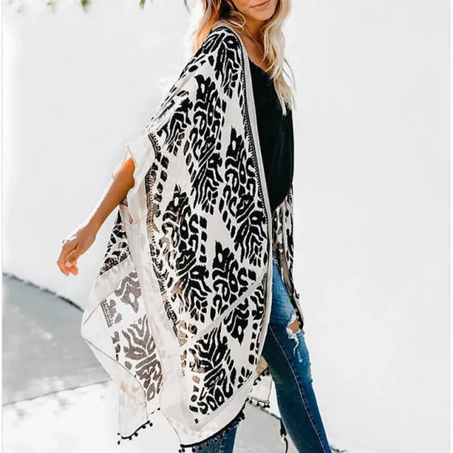 Long Open Front Cardigan | Printed Kimono | Women Summer Cover Up | Cardigan Outwear | Loose Outwear | Cardigan Tops | Open Front Blouse