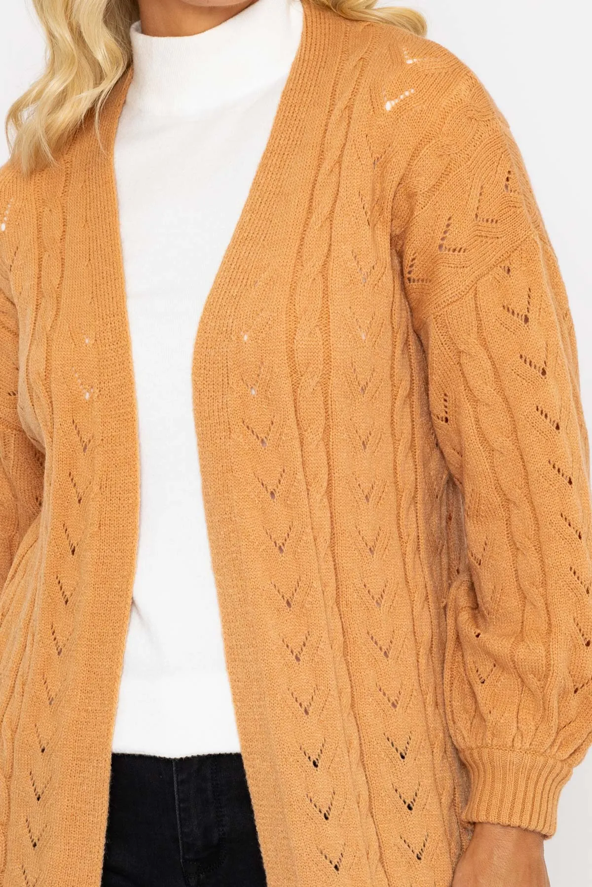 Longline Cardigan in Camel