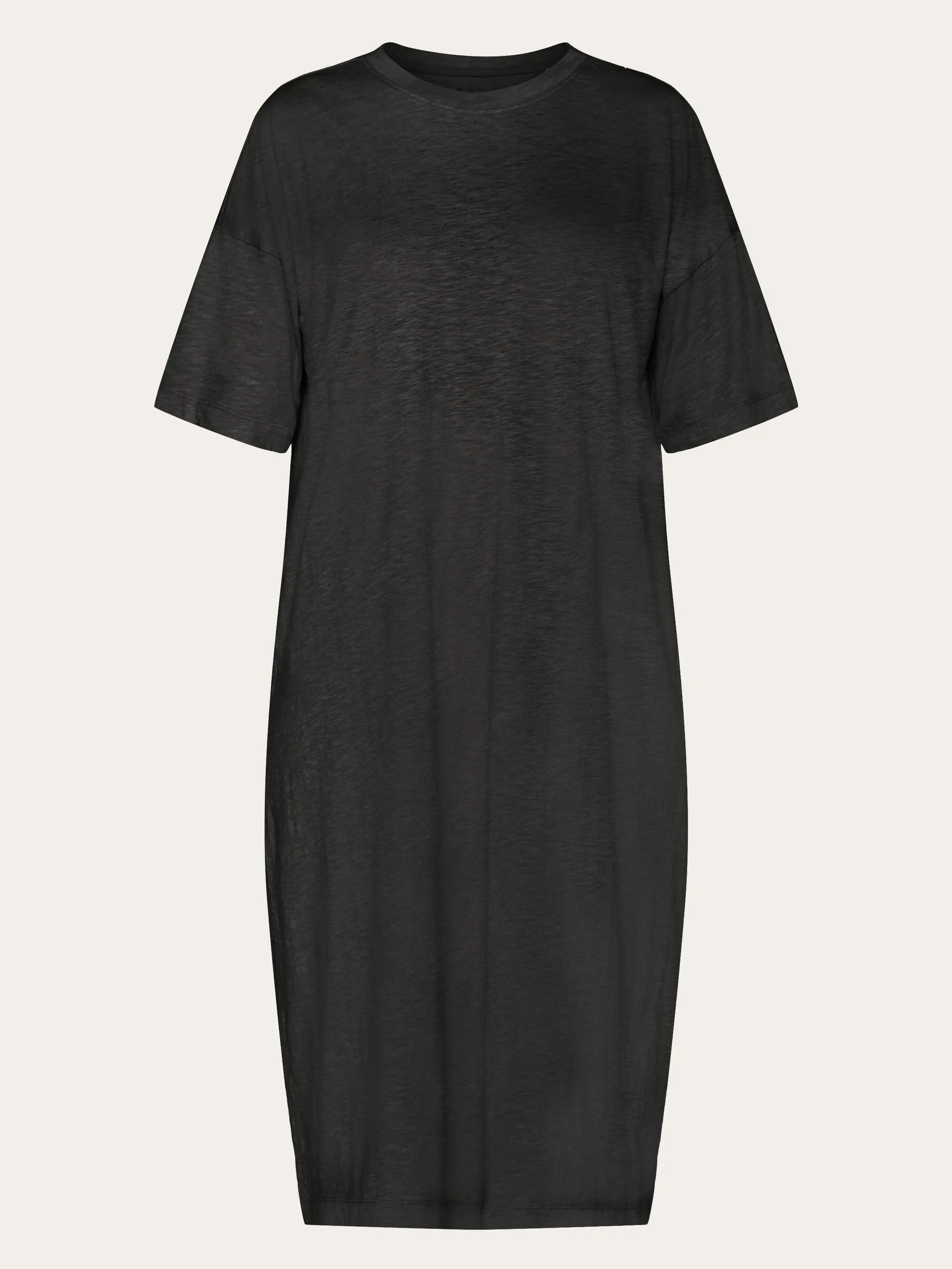 Loose fit midi boat neck jersey dress - Black Jet