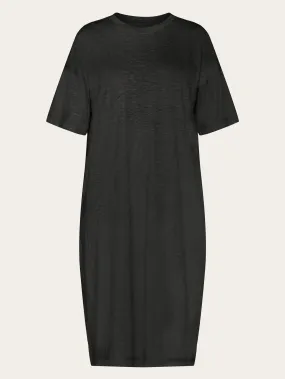 Loose fit midi boat neck jersey dress - Black Jet