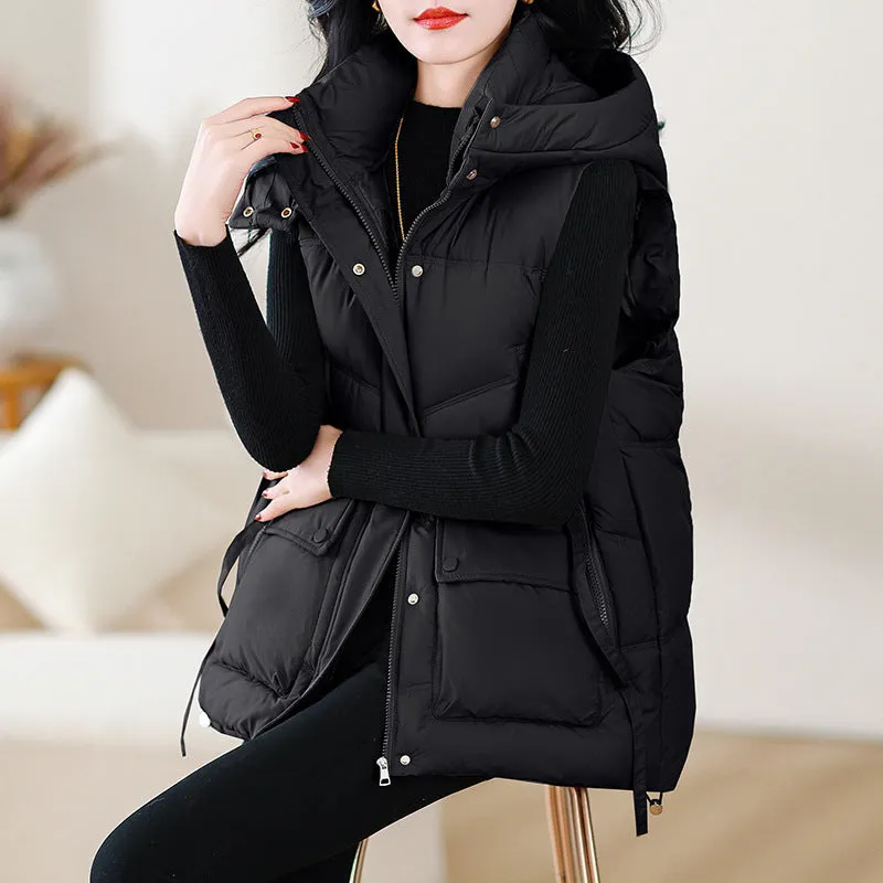 Loose Outer Wear Stand-up Collar Waistcoat Thick Coat