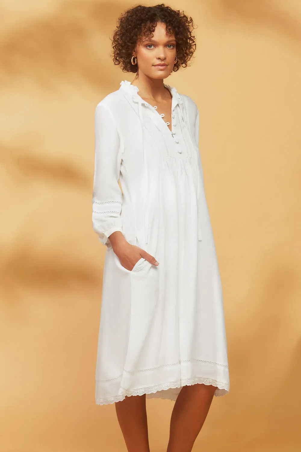 Louisa Dress White Linen