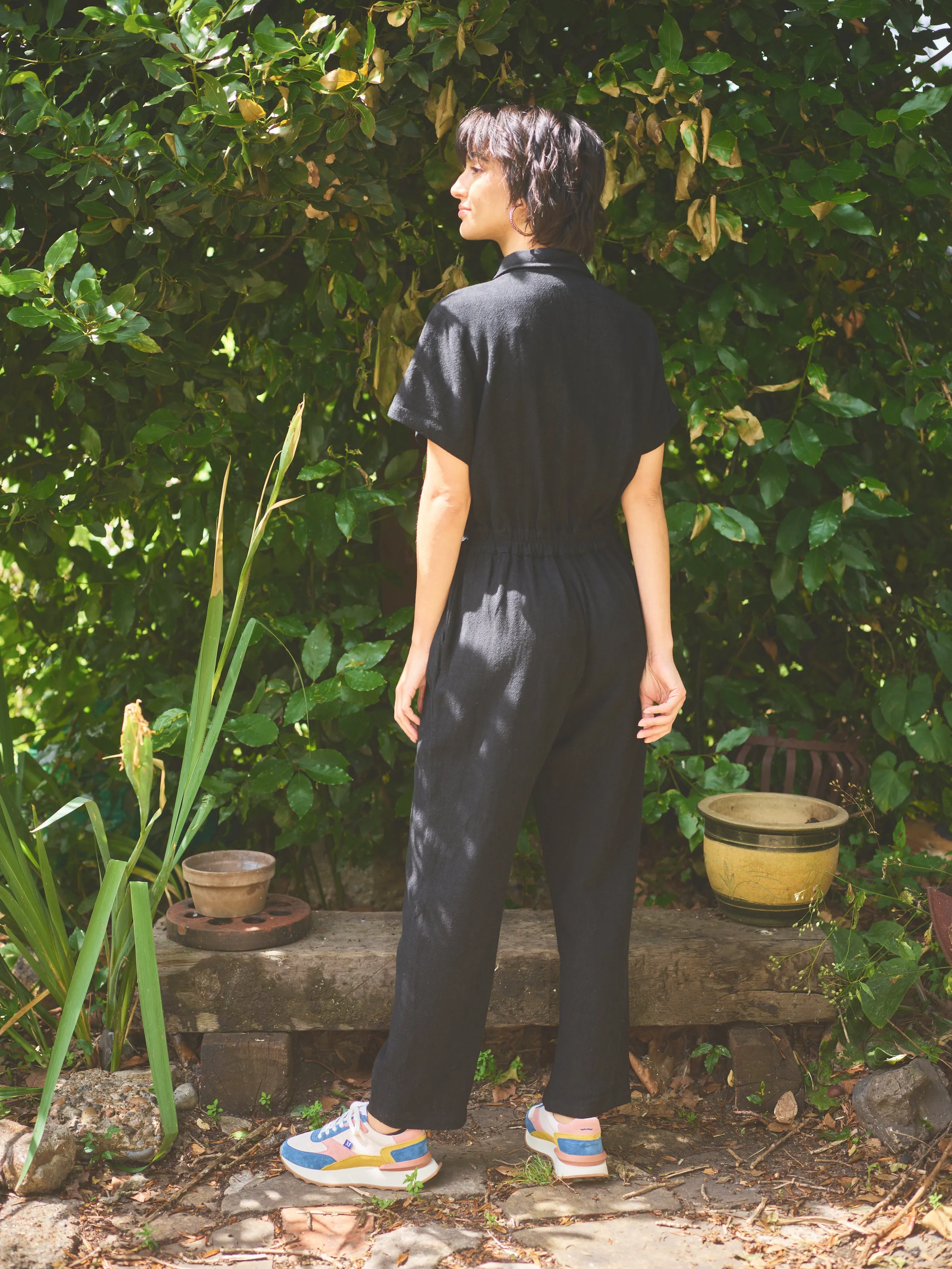 Lowie Linen Viscose Black Boilersuit