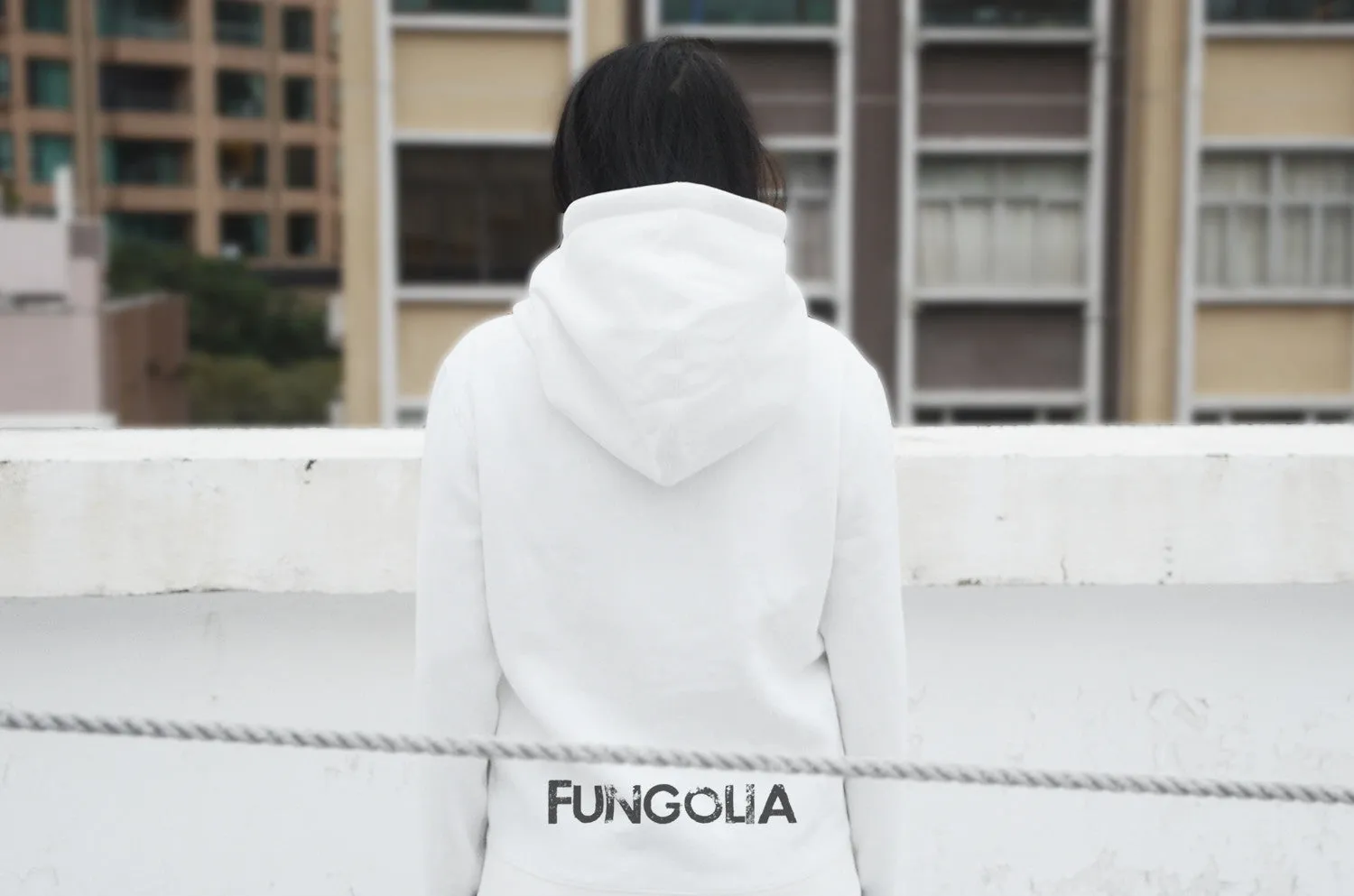 <ab 14c>Fungolia fleece Hoodie - Thunderbolt (White)