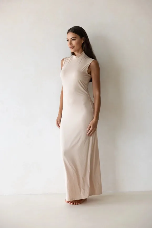 Luxe Sleeveless Slip Dress Clay