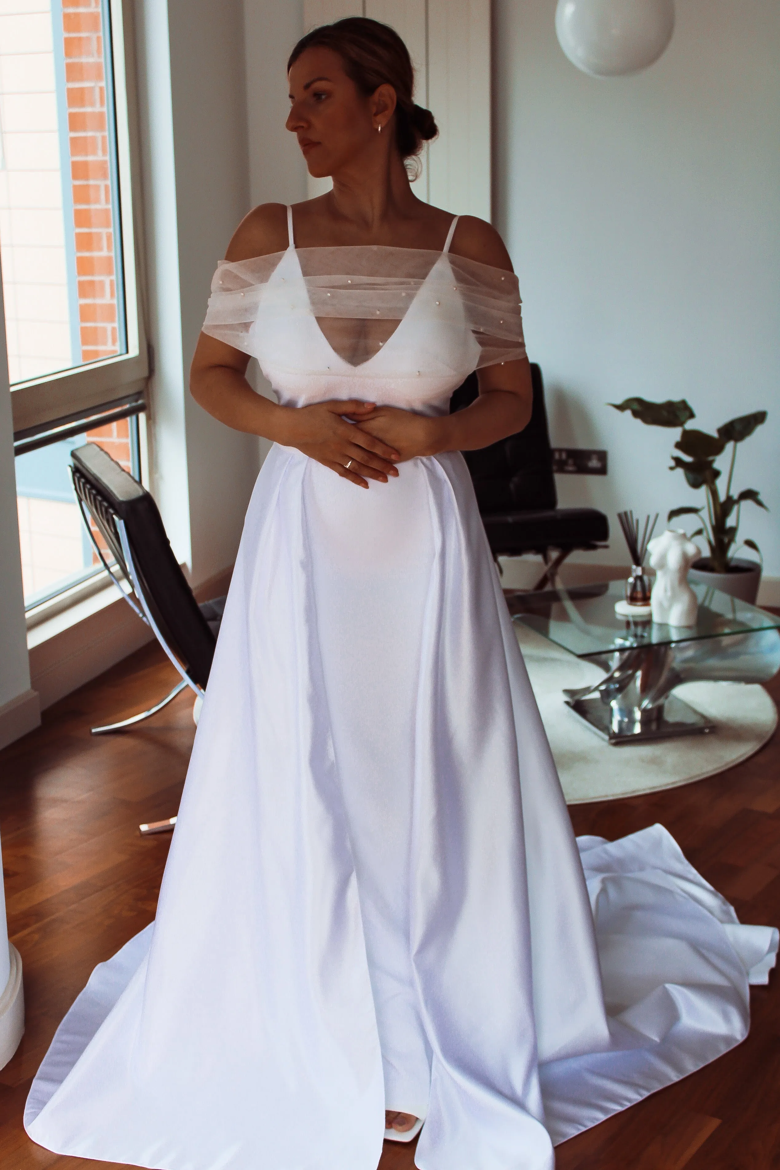 Luxury Bridal Satin Overskirt