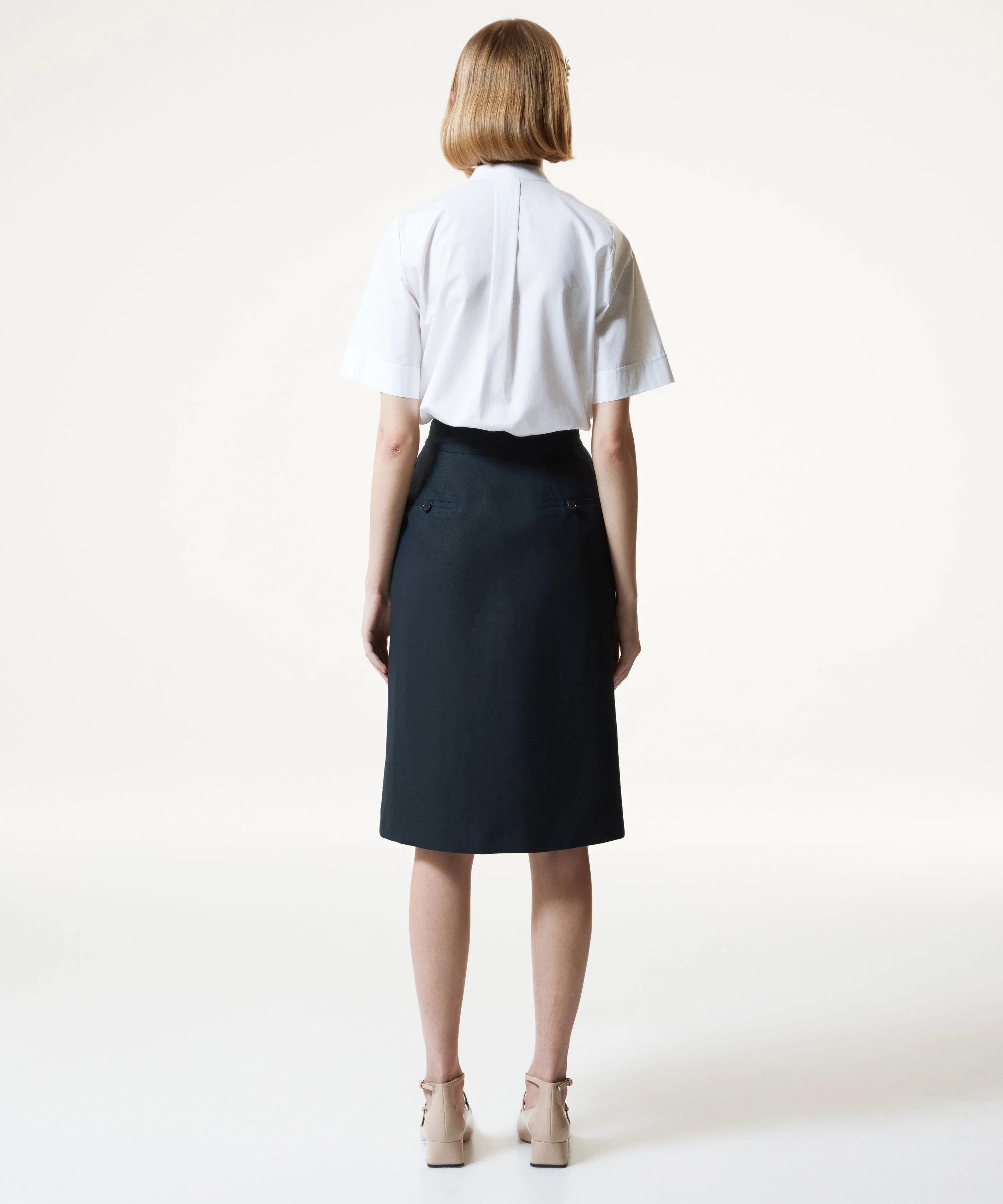 Machka Colorblock Pleated Skirt Navy Blue