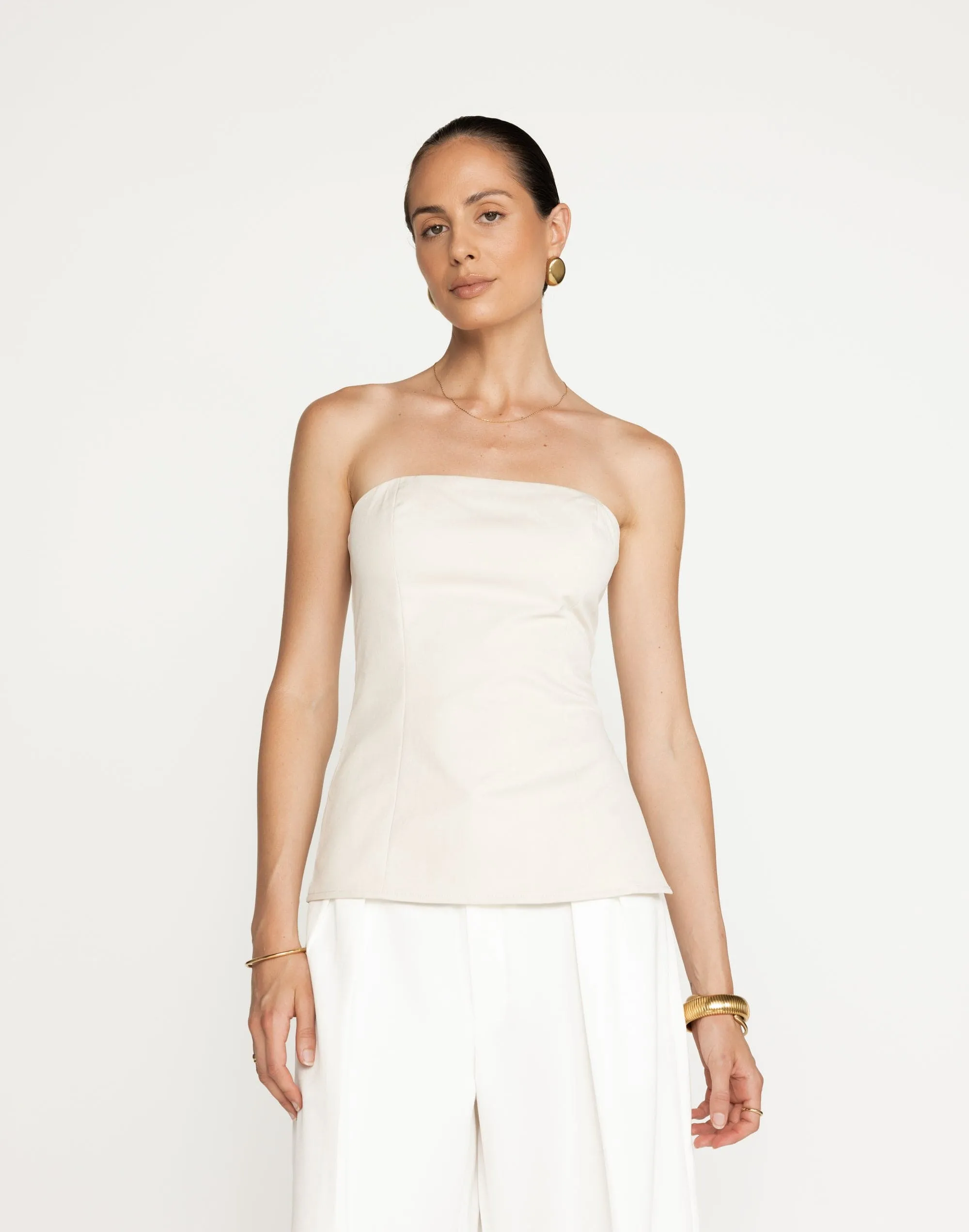 Madelaine Strapless Top (Oat)