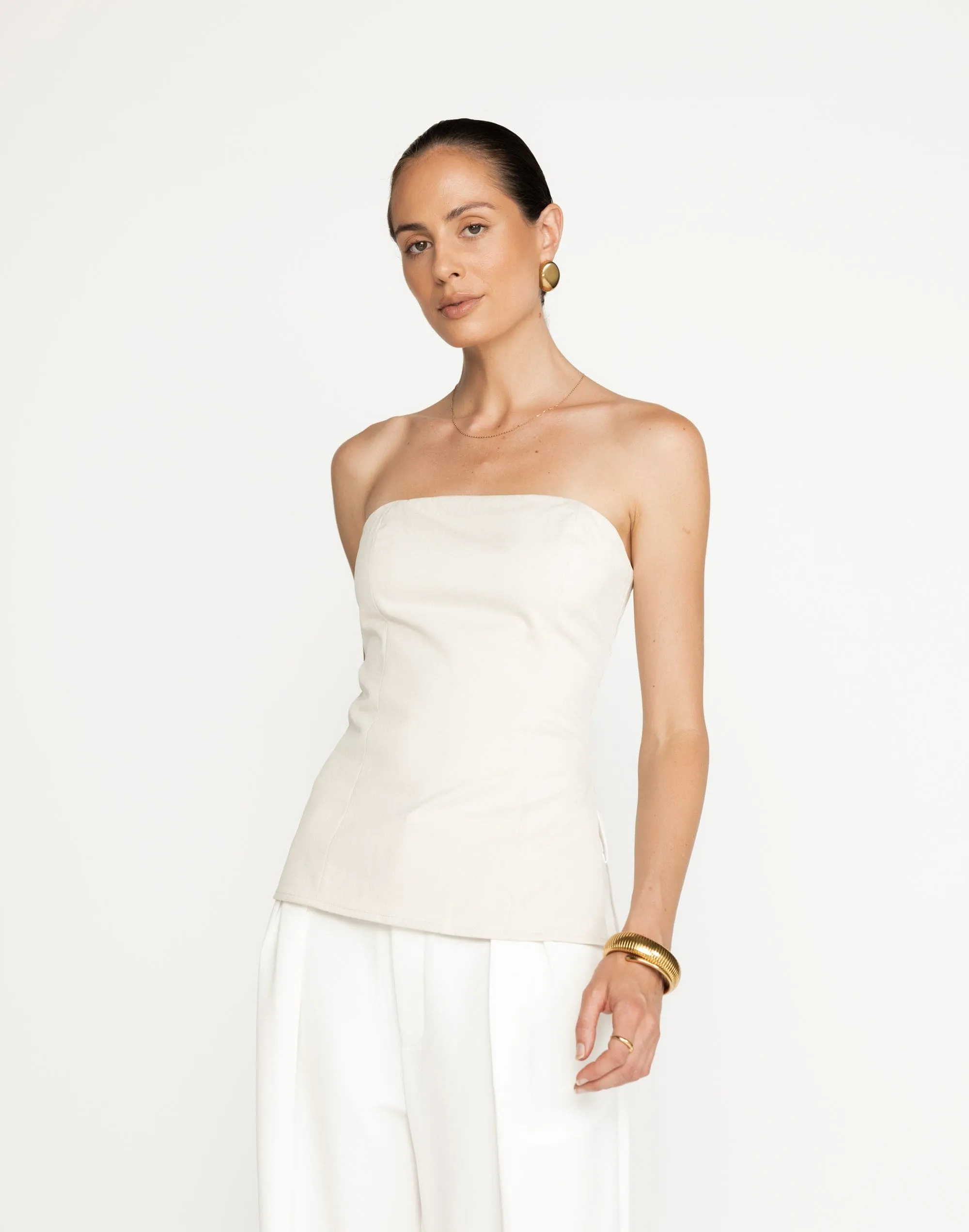 Madelaine Strapless Top (Oat)