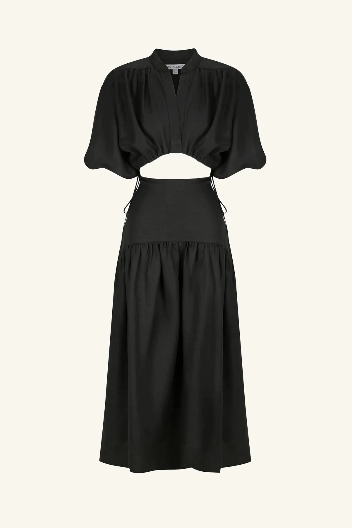 MARE LINEN DECONSTRUCTED MIDI DRESS - BLACK