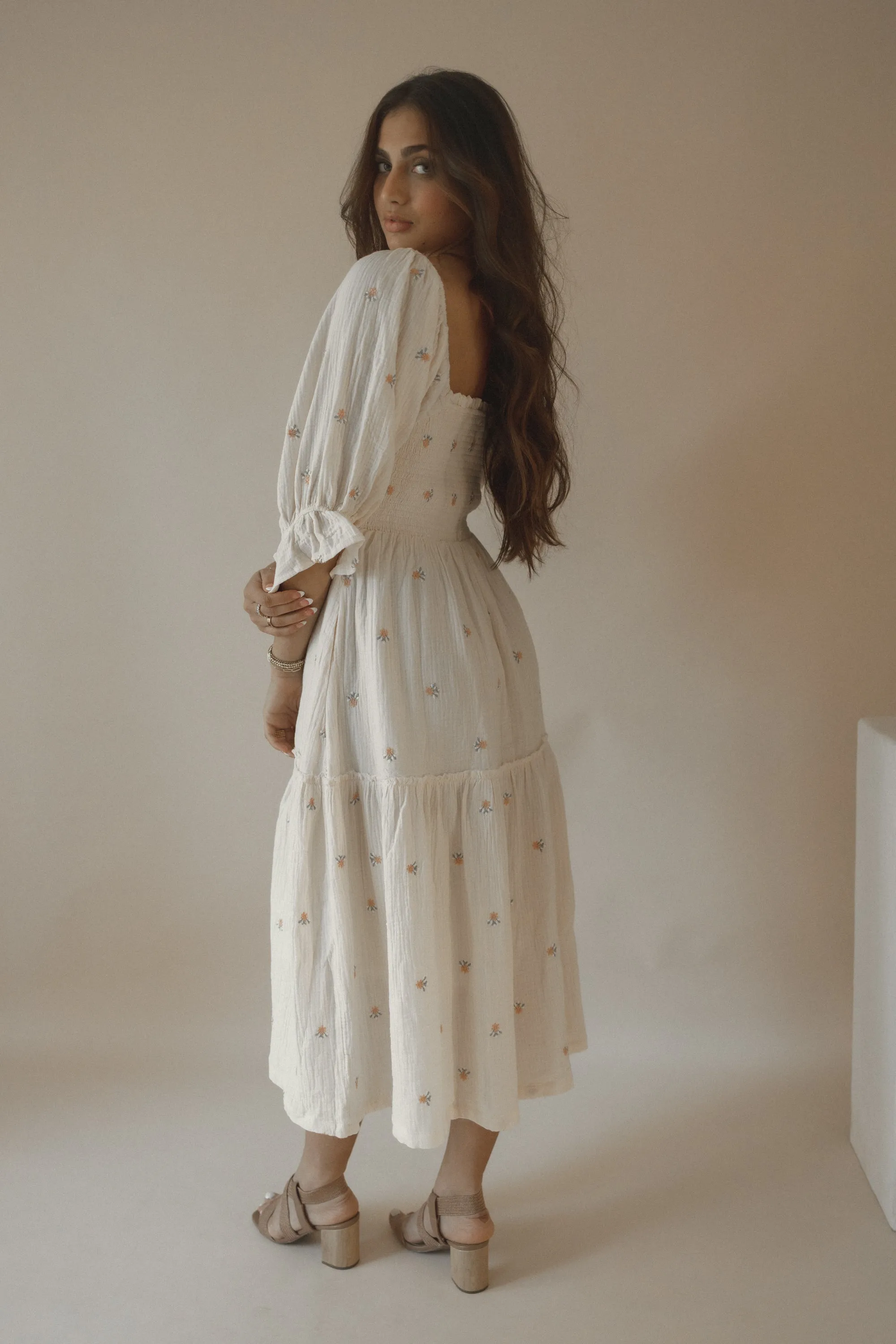 Mariel Ivory gauze midi