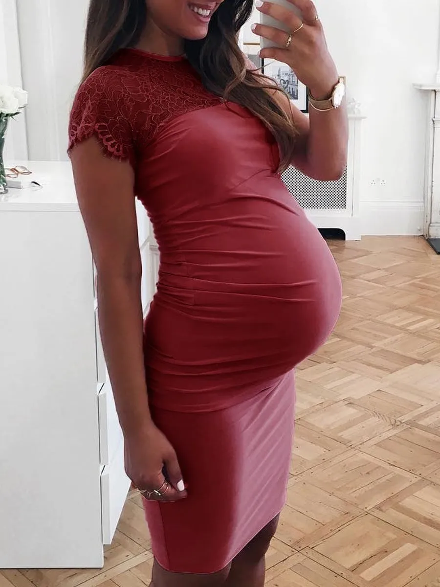 Maternity Lace Patchwork Bodycon Dress