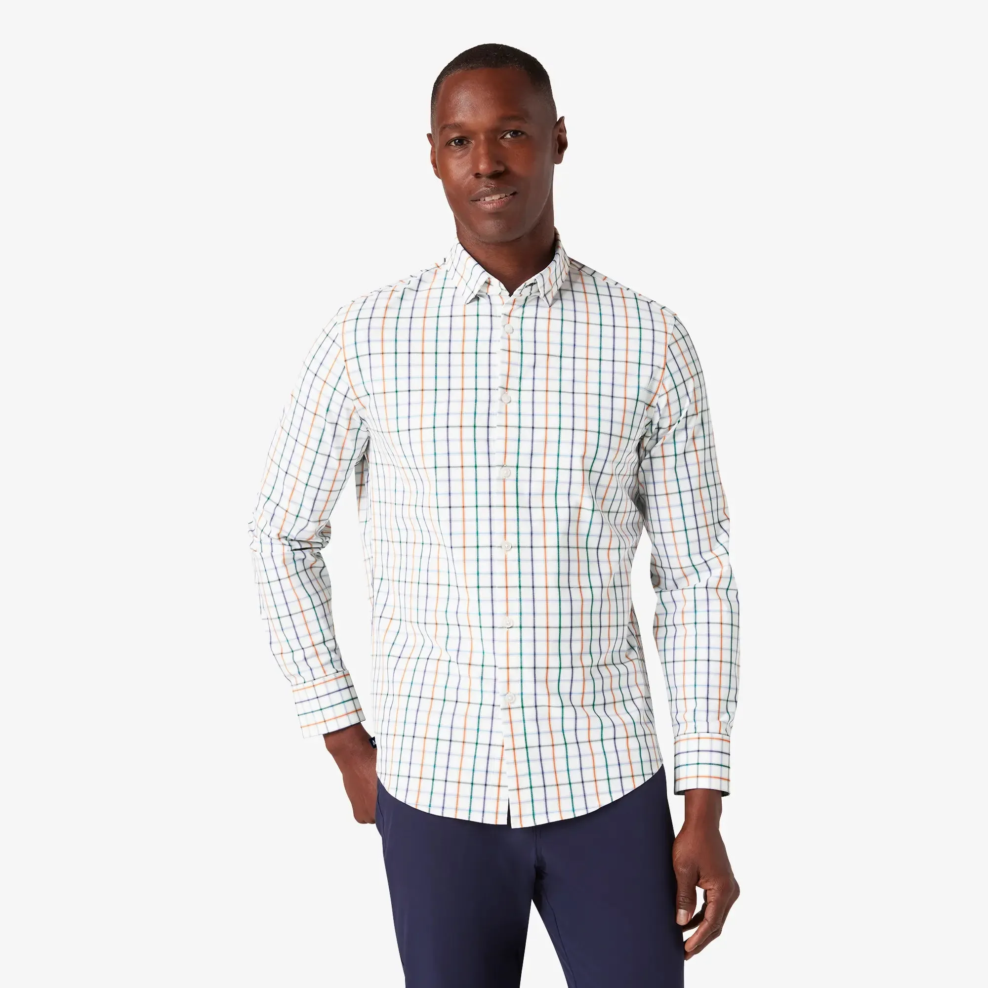 Men's Mizzen   Main | Leeward Classic No Tuck Long Sleeve | White Casita Plaid