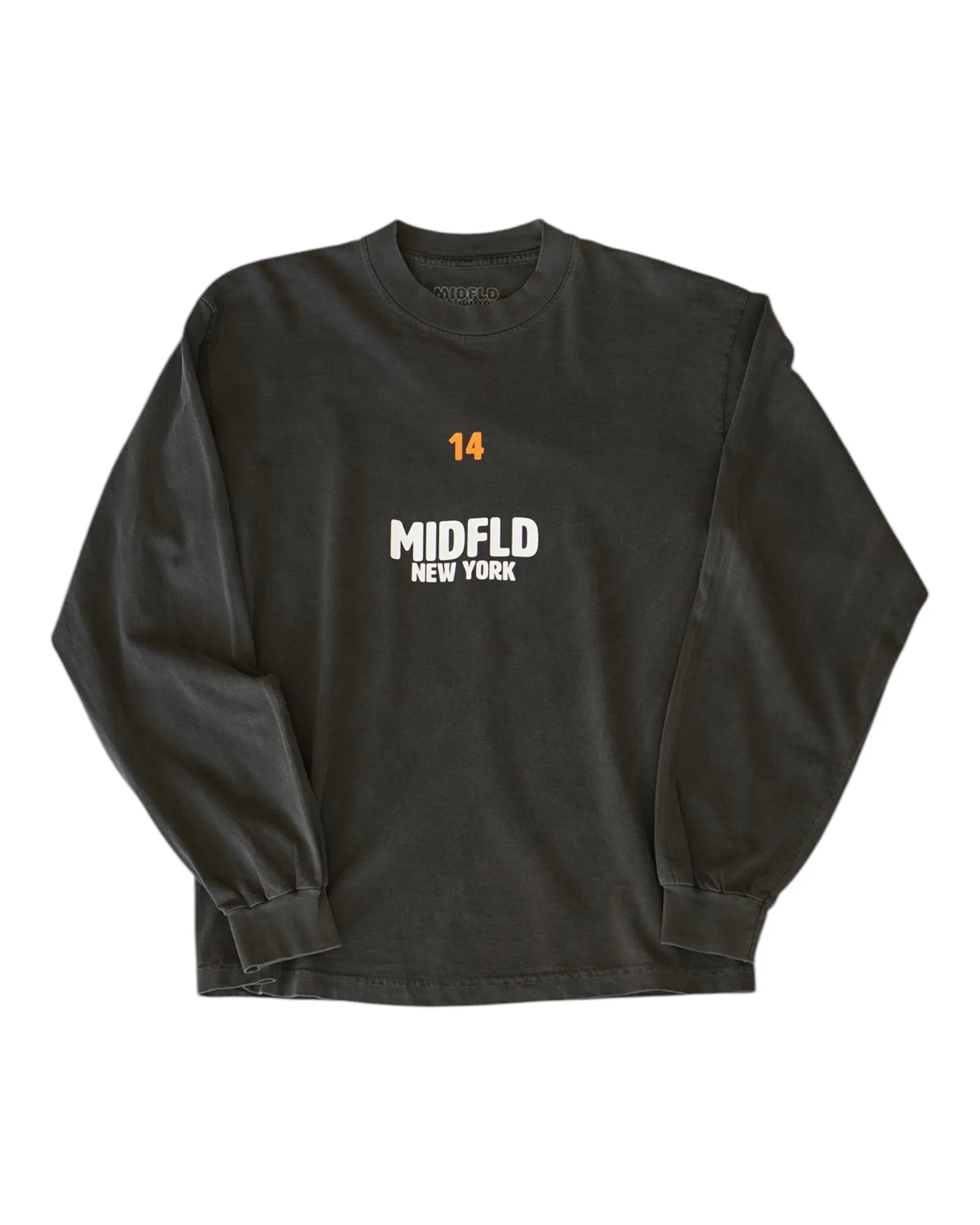 MIDFLD Right Here Long Sleeve Crewneck T-Shirt - Vintage Black