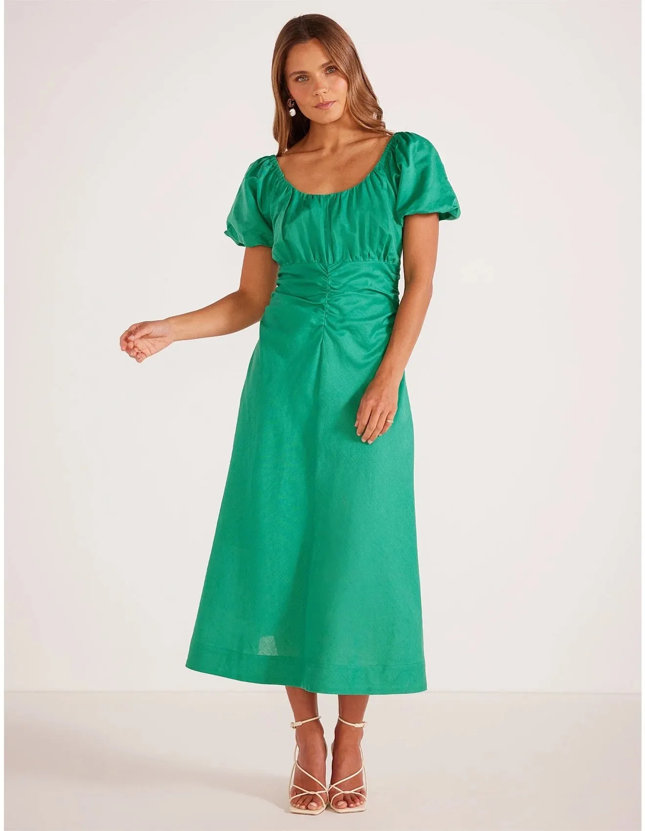 MinkPink Nalani Ruched Midi Dress