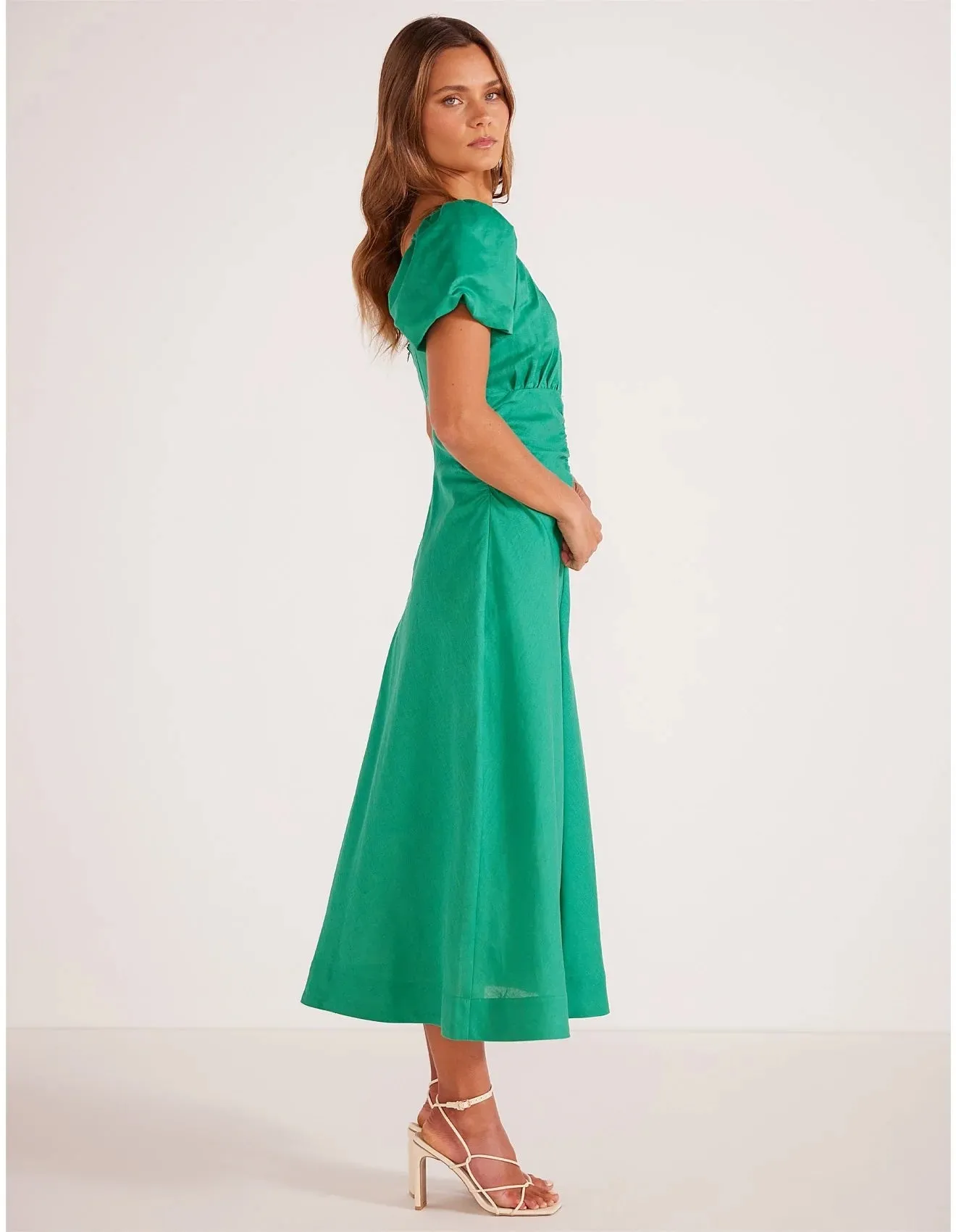 MinkPink Nalani Ruched Midi Dress