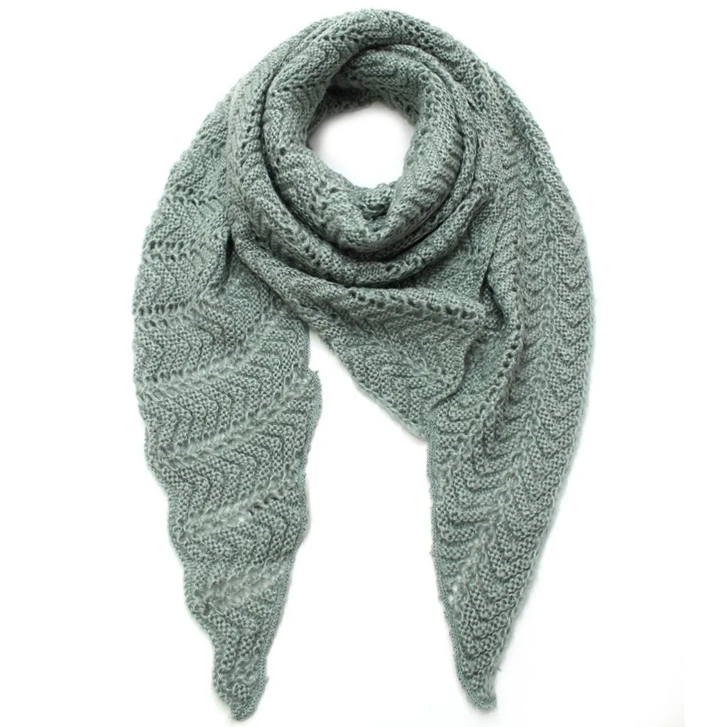 Mint Green Knitted Shawl Scarf