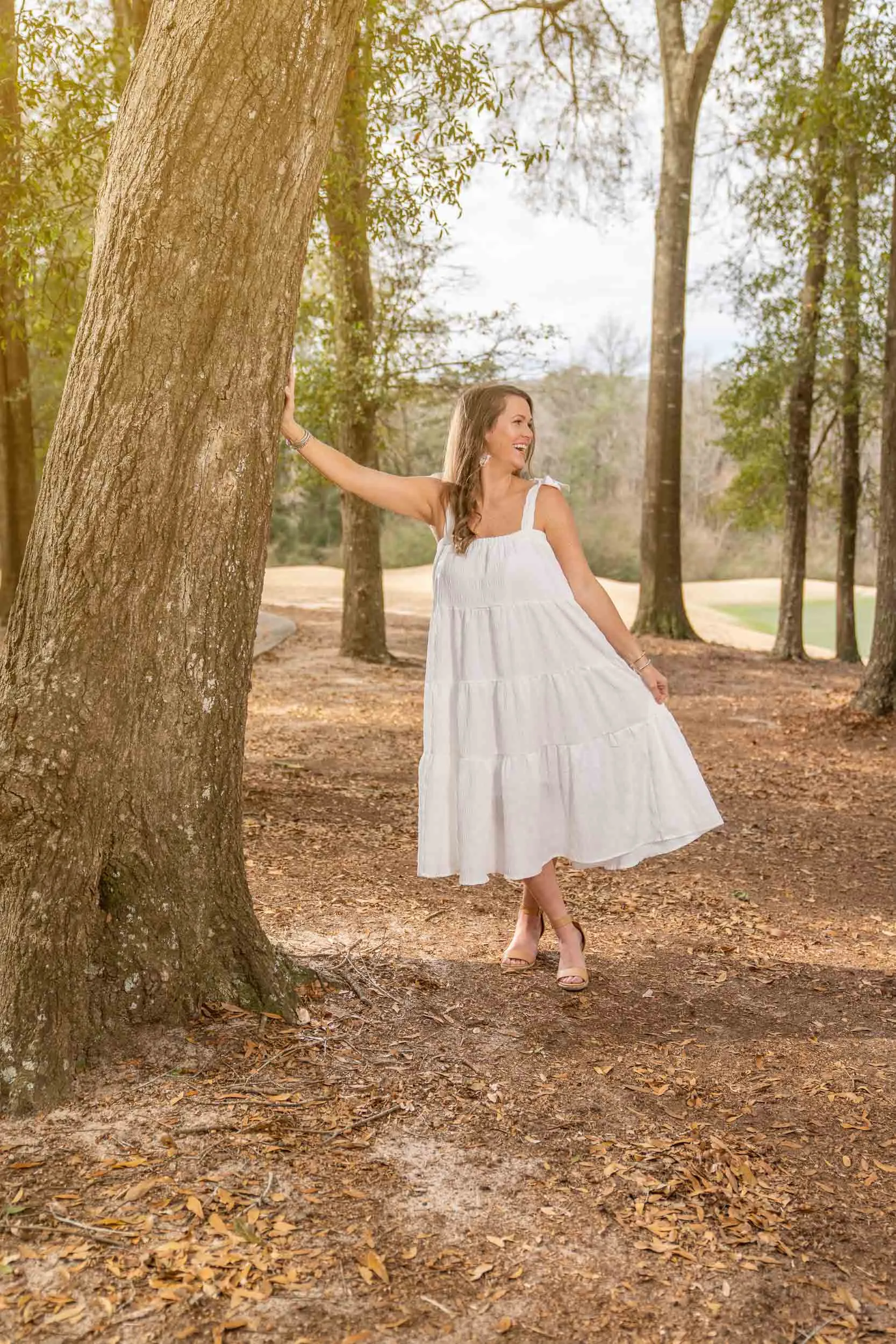 Mom White Check Dress