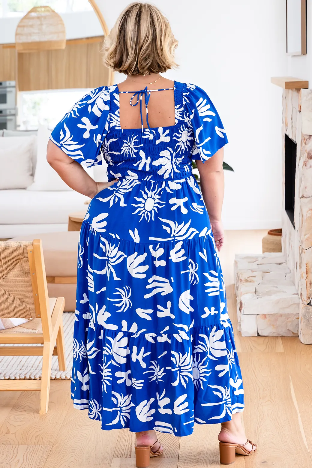 Monique Midi Dress Bora Print Blue