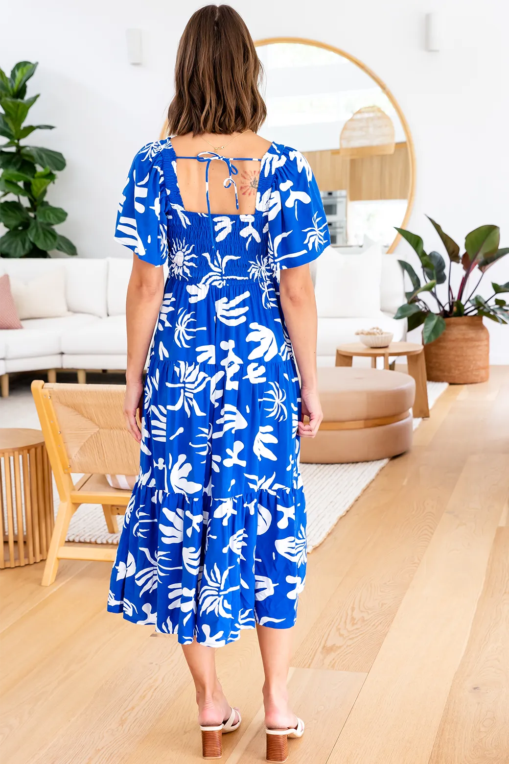 Monique Midi Dress Bora Print Blue