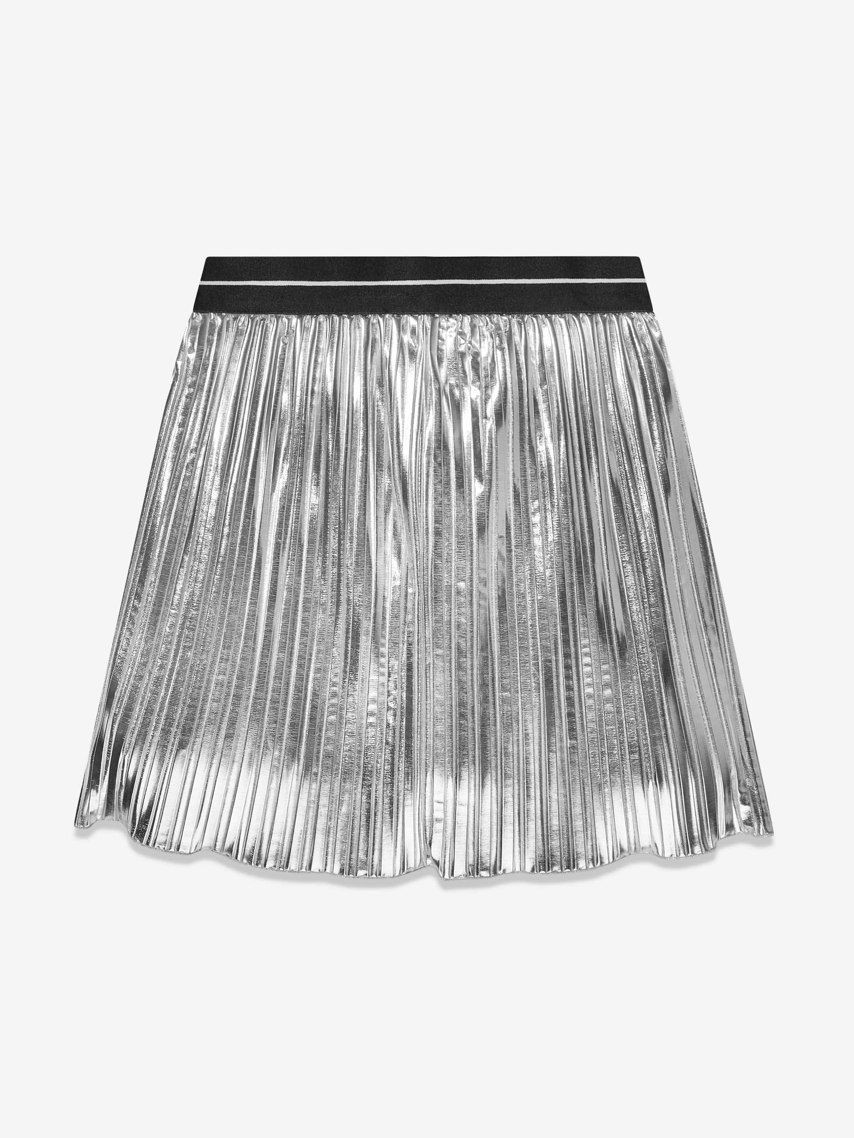 MSGM Girls Pleated Skirt in Silver