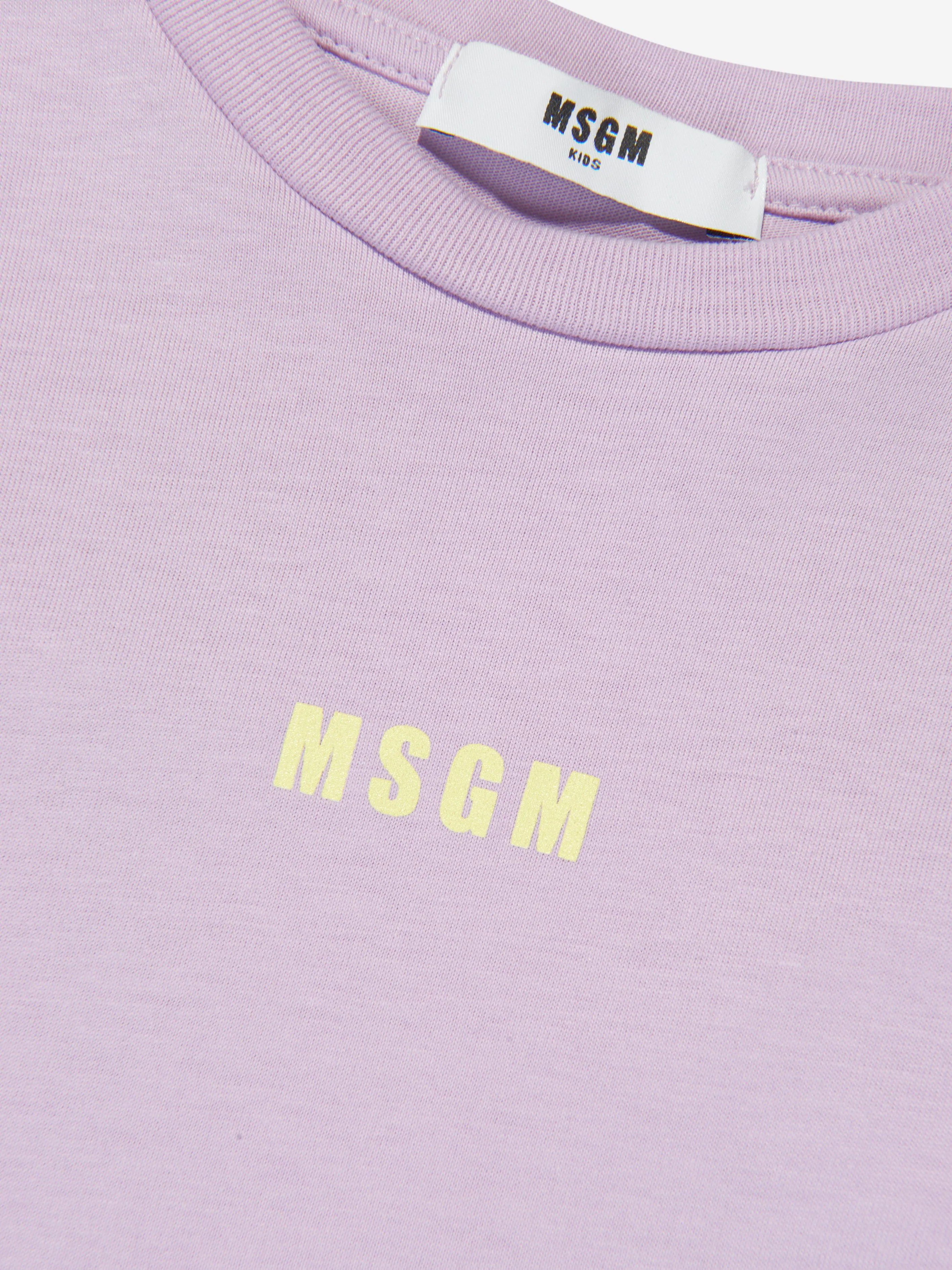 MSGM Girls Ruffle Sleeve T-Shirt Dress in Lilac